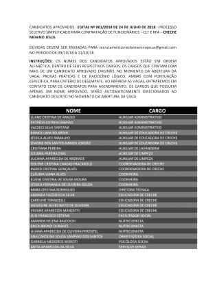 Processo Seletivo 001/2018 - ENCERRADO